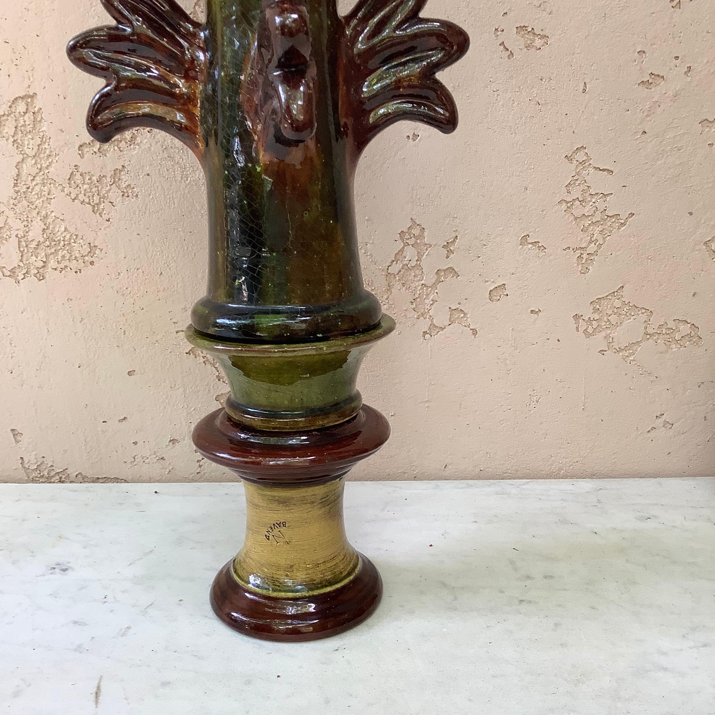 French pottery roof finial signed Bavent Normandy in four parts.