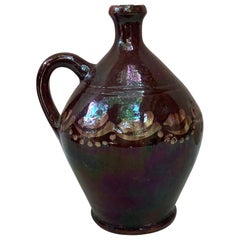 Antique French Pottery Rustic Handled Pitcher, circa 1900