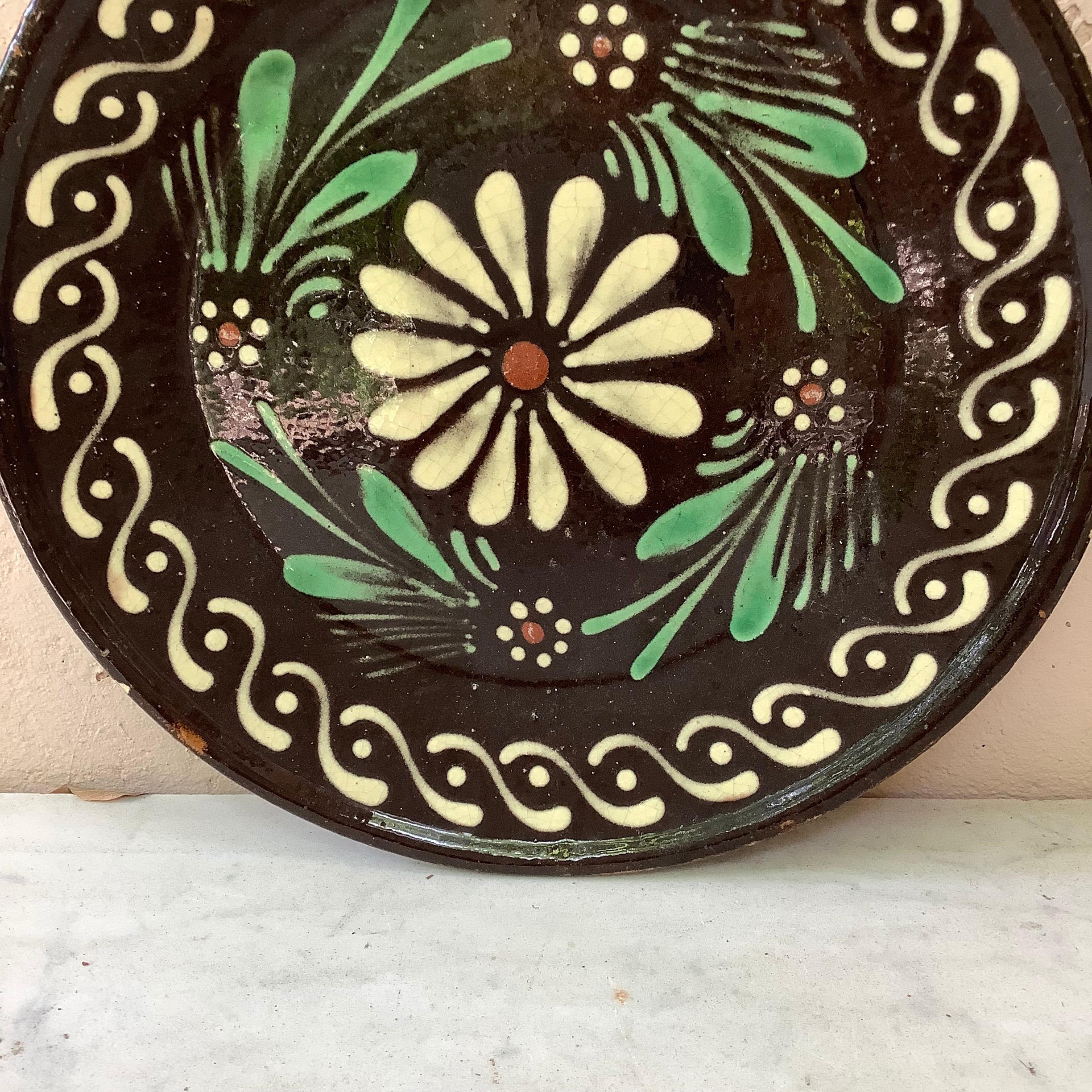 Country French Pottery Savoie Floral Platter For Sale