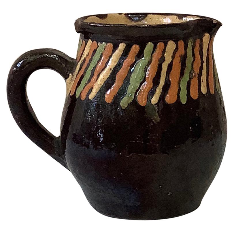 French Pottery Striped Pitcher