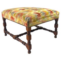 French Pouf / footrest / ottoman / side stool velvet - Louis 13 Period - France 