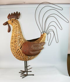 Folk Art Gallinero Francés Gallo Enorme  Escultura