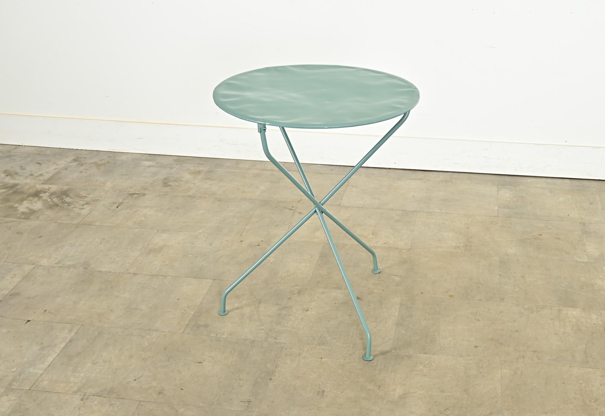This antique bistro table from 19th century France, will make an eyecatching occasional table in your garden or interior, having recently been powdercoated in a refreshing shade of aqua-green. Comfortable for two people to enjoy a coffee or a drink,