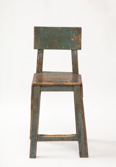French Primitive Artist’s Chair, Beech Wood, Mid-Century Modern, 1950