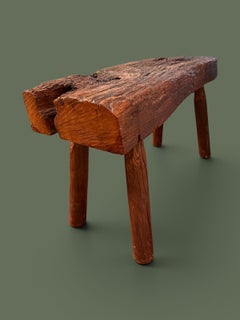 French Primitive Bench, Reclaimed Railway Hardwood, 1950s