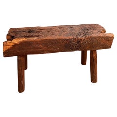 French Primitive Bench, Reclaimed Railway Hardwood, 1950s