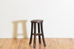 French Primitive Chestnut Stool, 2nd Half 19th Century
