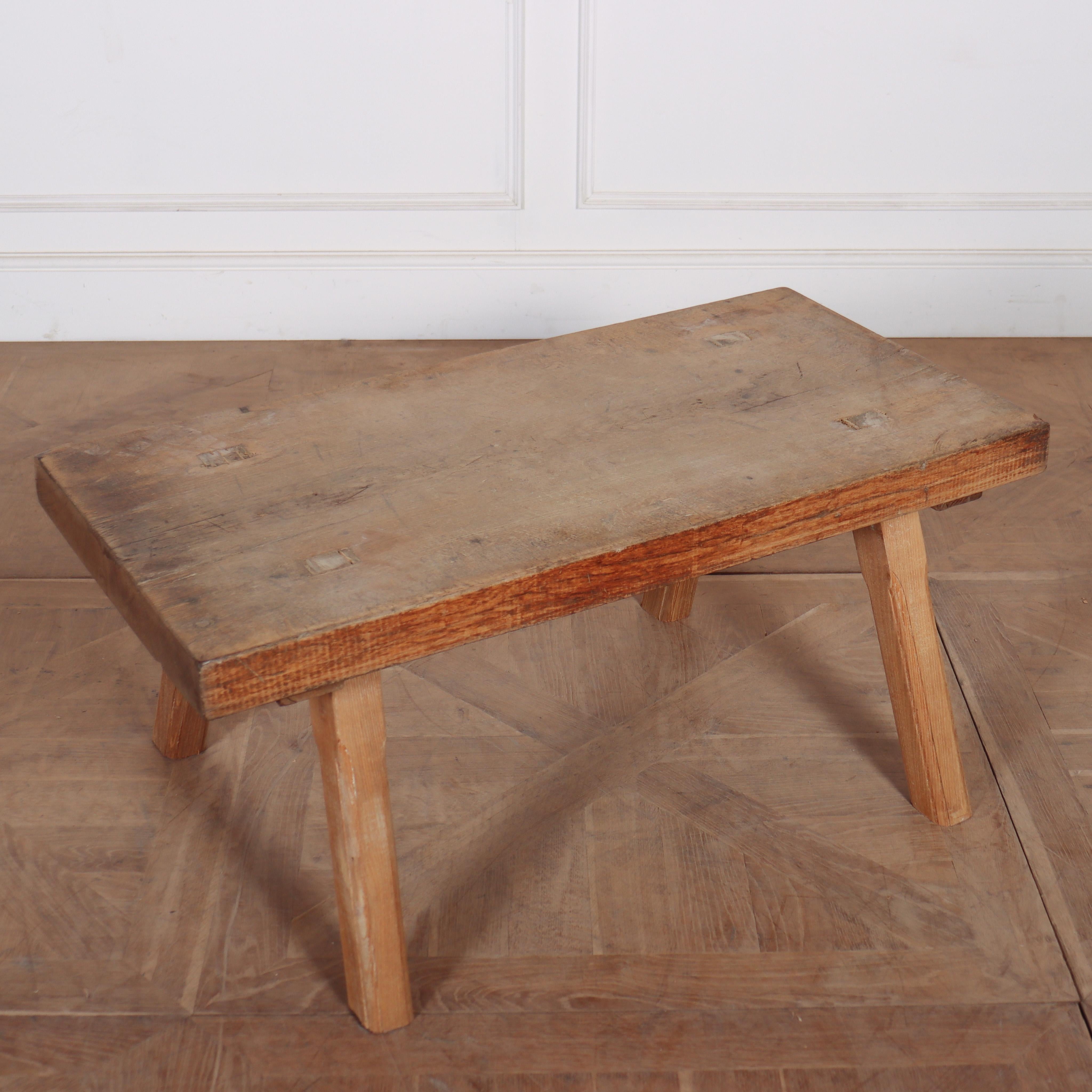 Nice French primitive oak low table / coffee table with a thick scrubbed top. 1890.

Reference: 8031

Dimensions
40 inches (102 cms) Wide
25 inches (64 cms) Deep
18.5 inches (47 cms) High