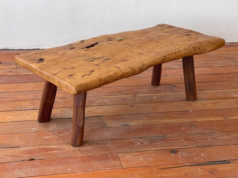 French Primitive Coffee Table in Elm For Sale 6