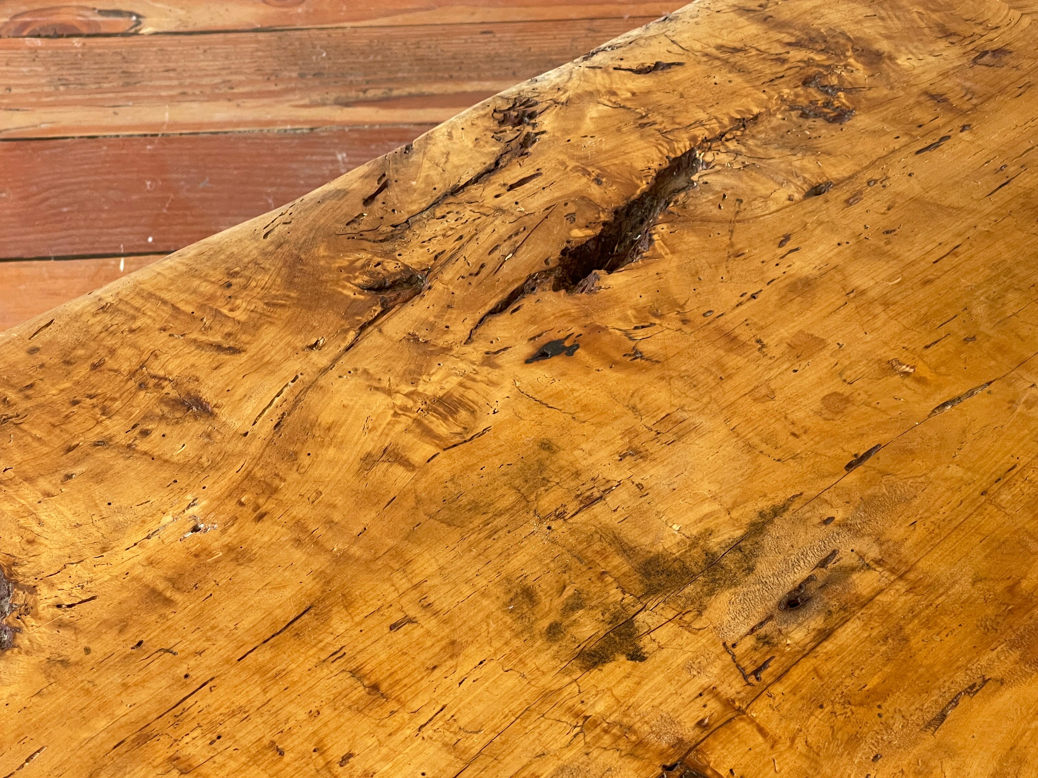 Mid-20th Century French Primitive Coffee Table in Elm