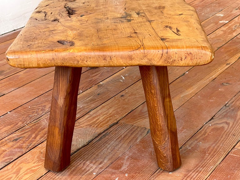French Primitive Coffee Table in Elm For Sale 3