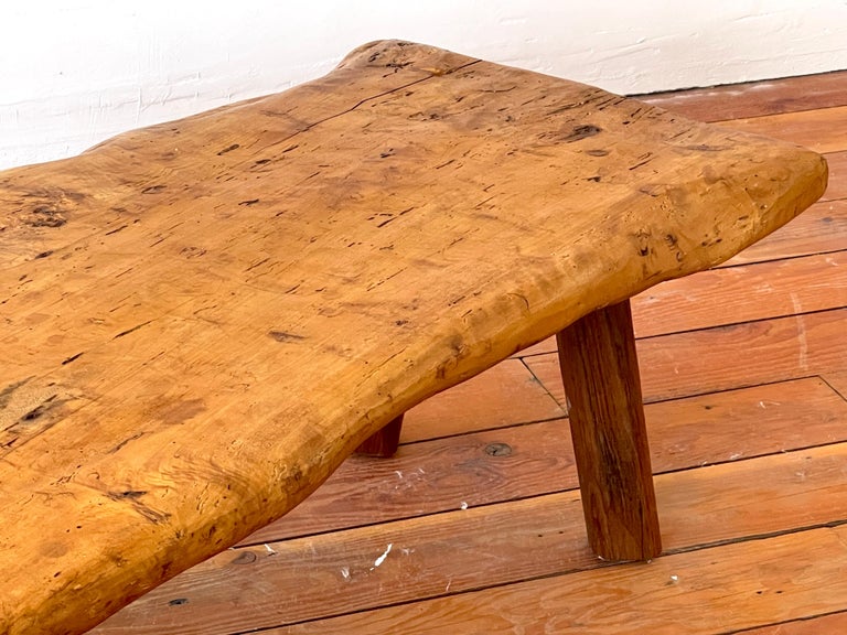 French Primitive Coffee Table in Elm For Sale 4
