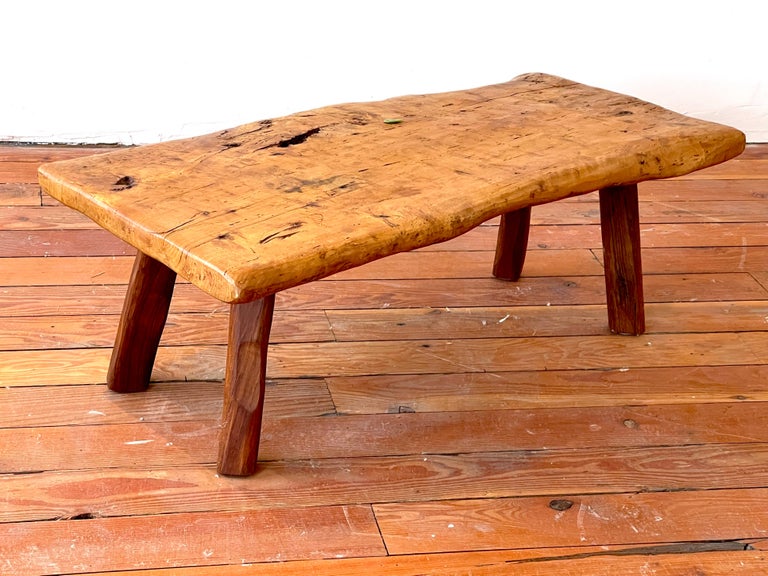 French Primitive Coffee Table in Elm For Sale 5