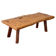 Vintage French Primitive Coffee Table in Elm