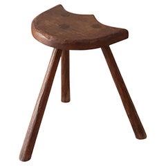 french primitive hand made three legged wooden stool