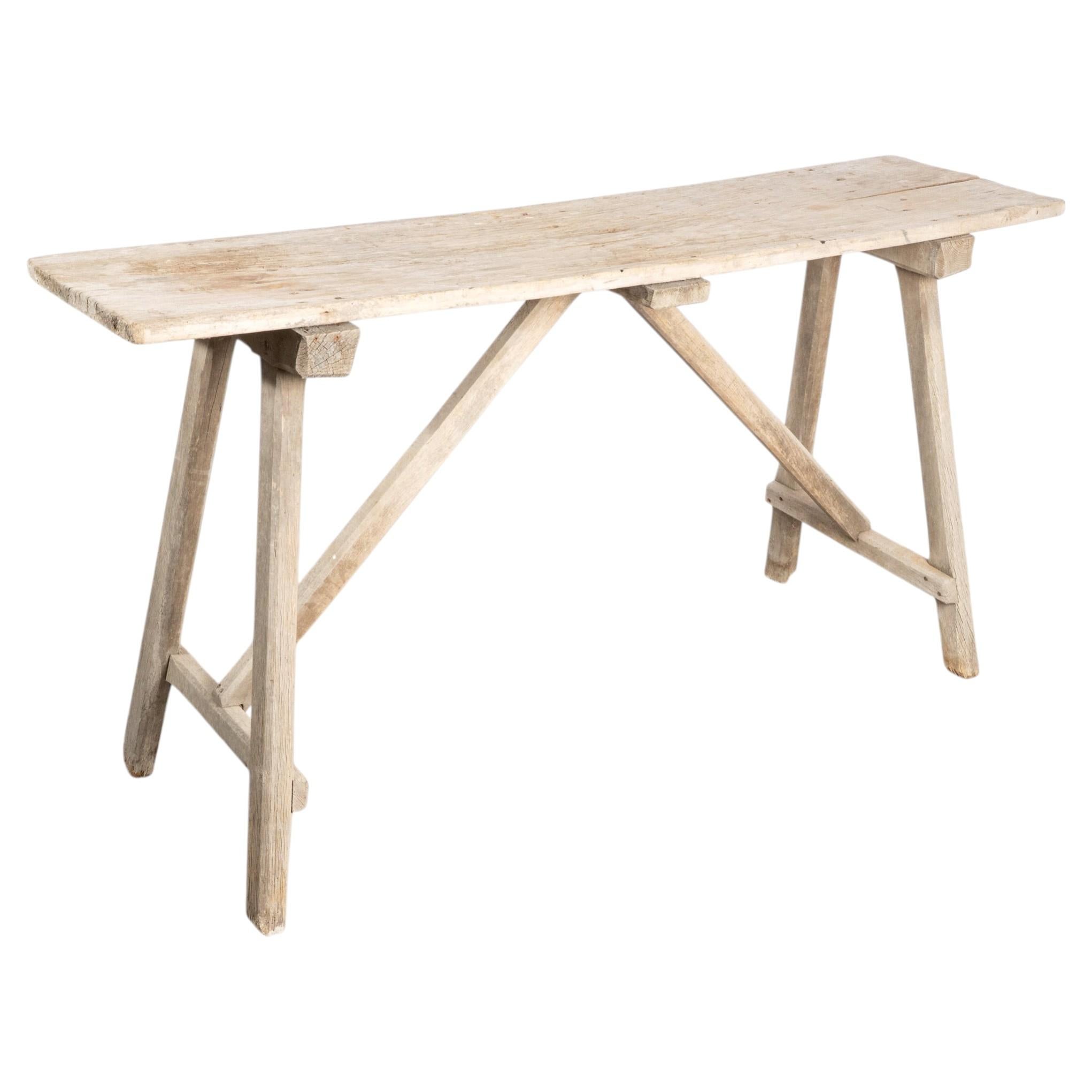 French 20th Century Primitive Laundry Bench / Console Table For Sale