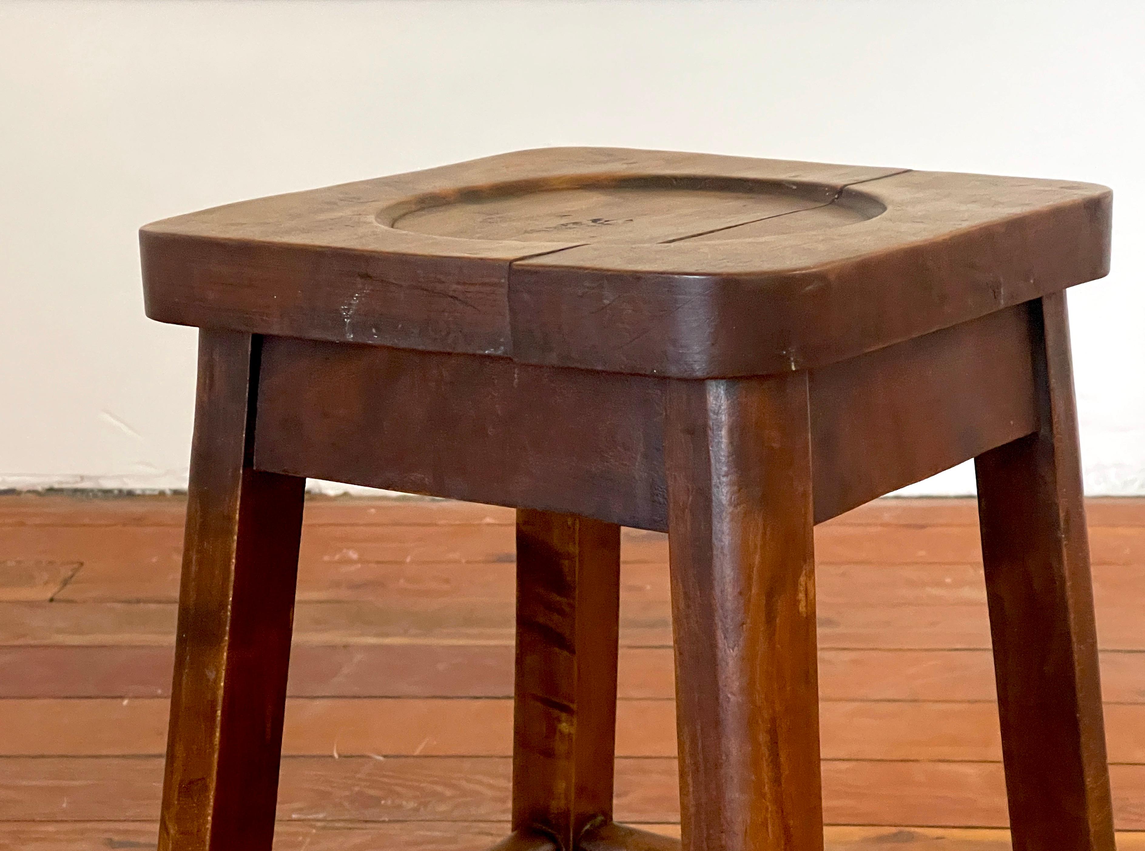 Mid-20th Century French Primitive Side Stool For Sale