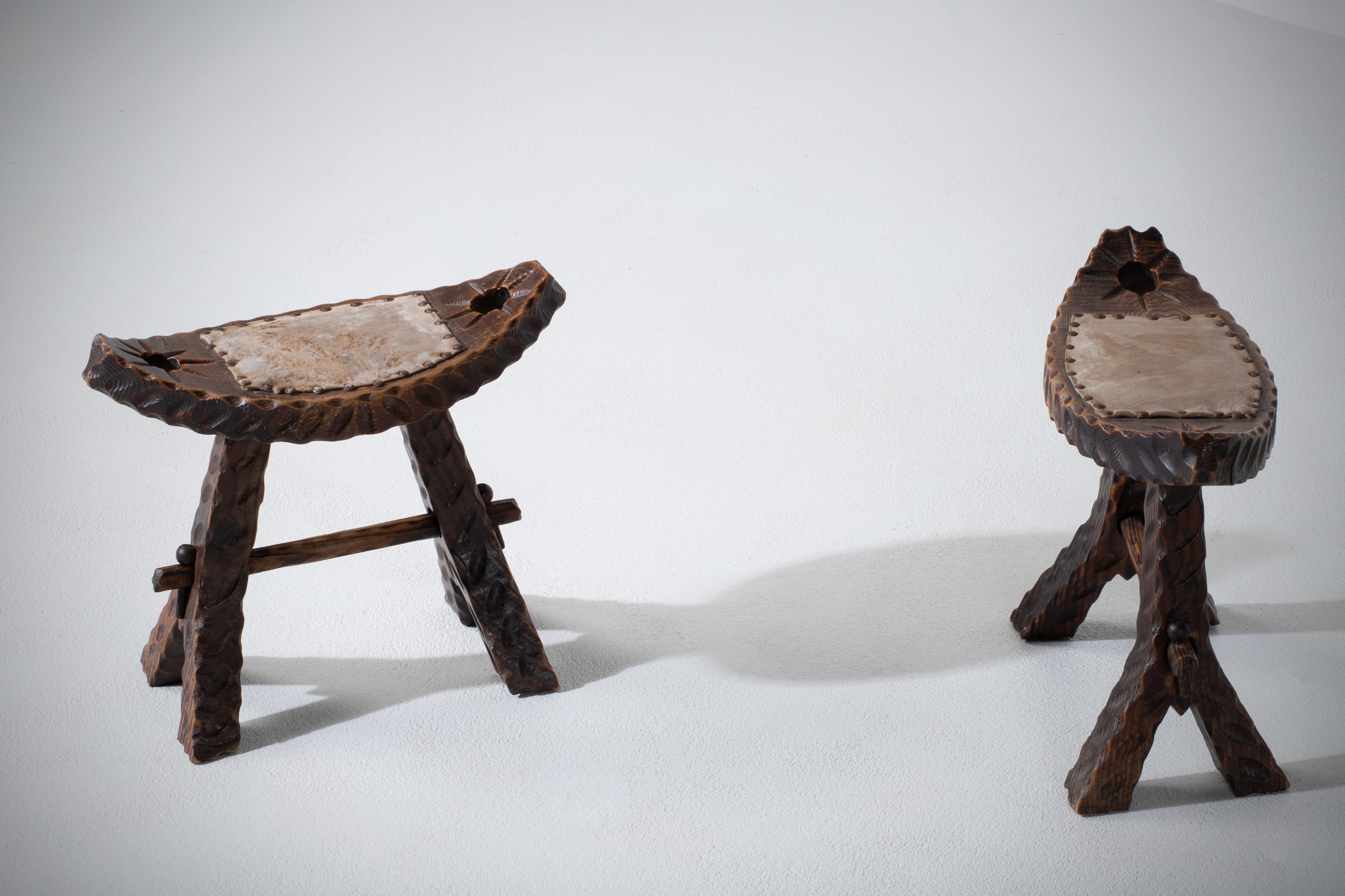 French Primitive Stool, a Pair For Sale 3