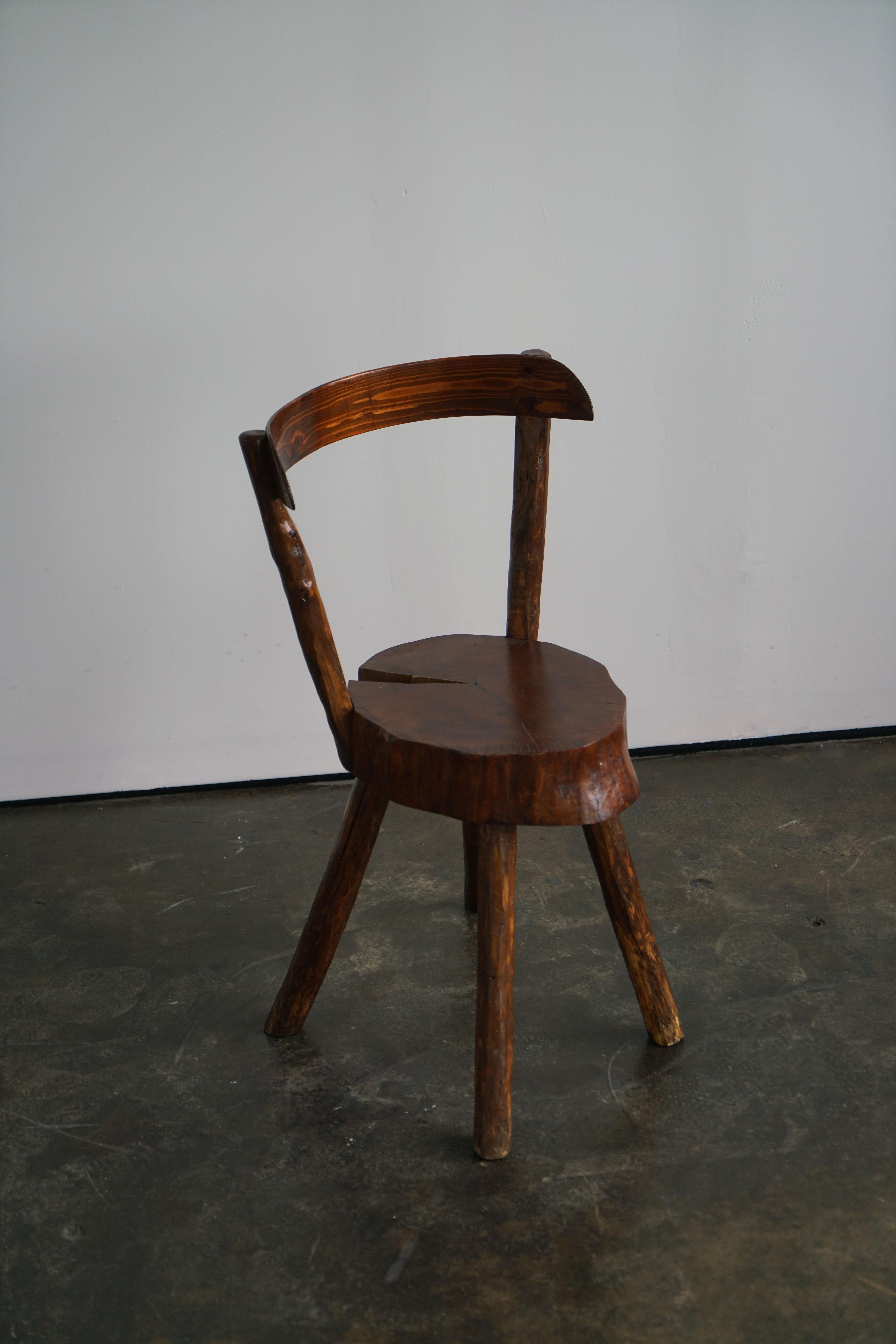 20th Century French Rustic style Dining Chairs with slab seats For Sale