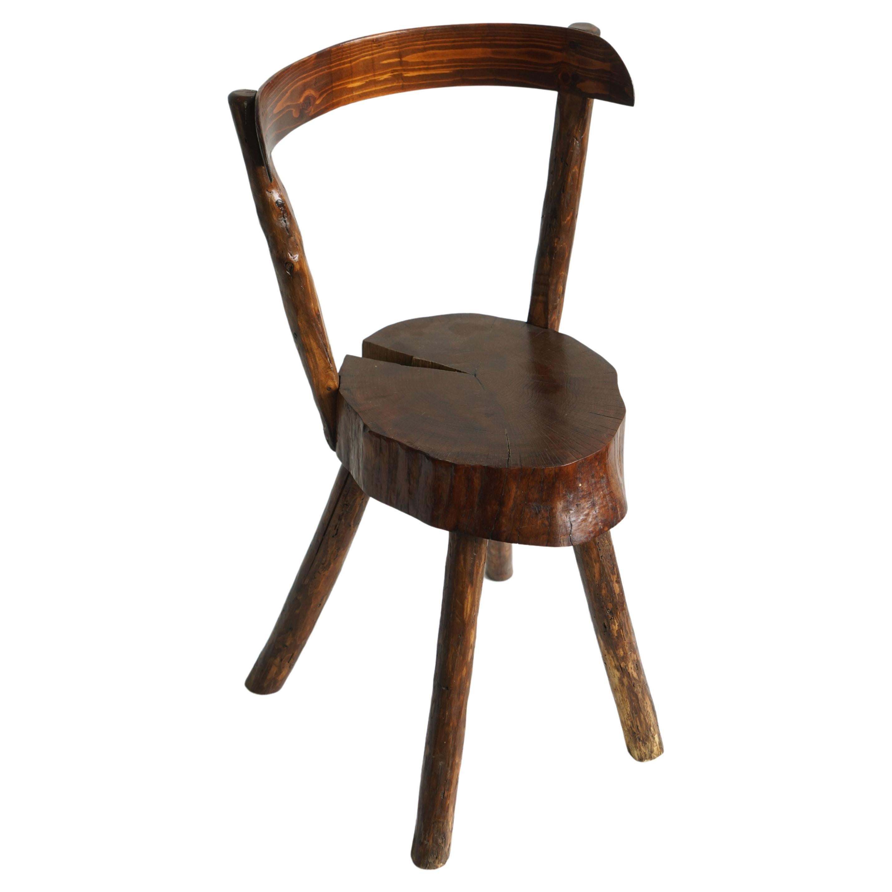 French Rustic style Dining Chairs with slab seats For Sale