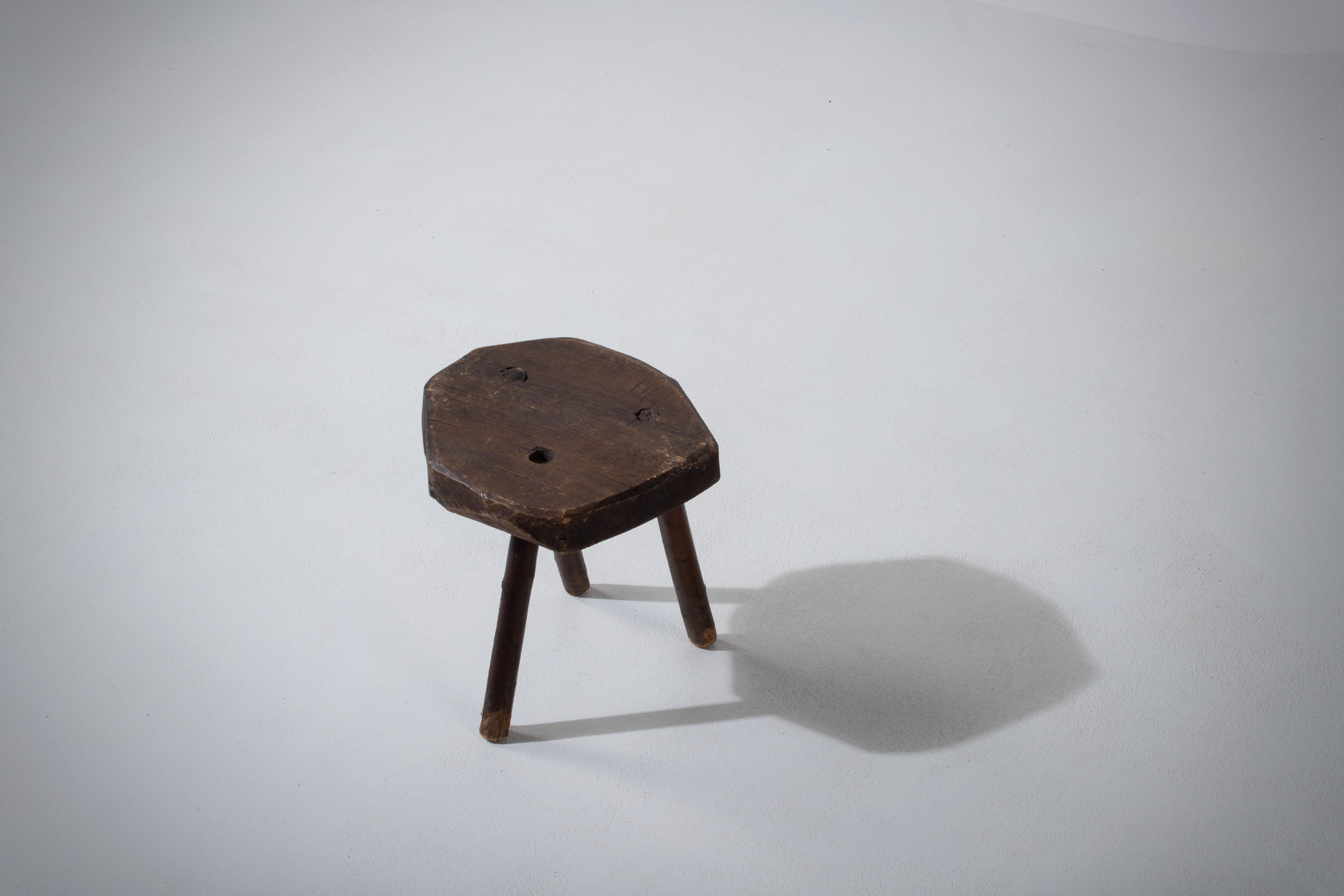 French Primitive Tripod Stool, 1950s For Sale 4