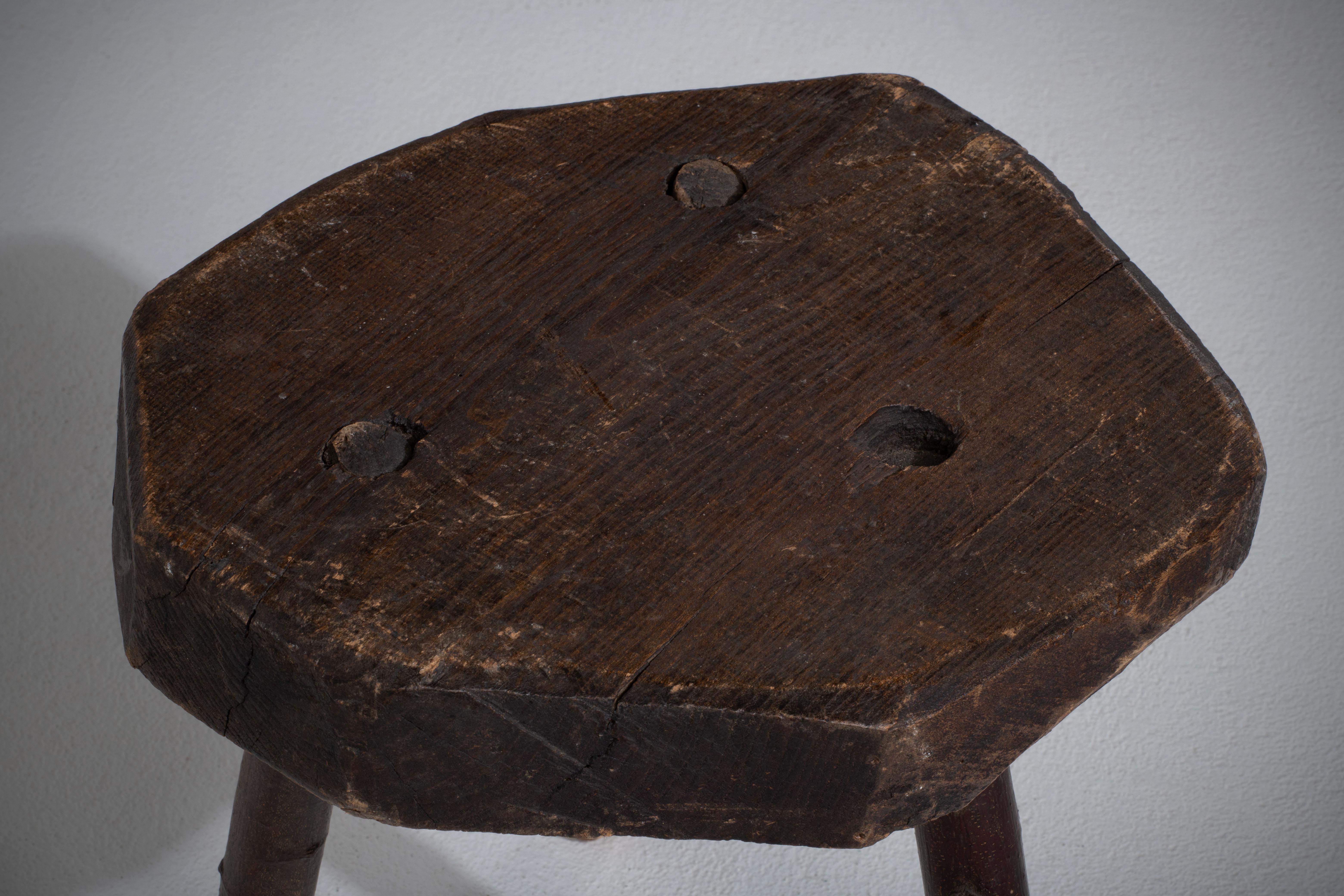 20th Century French Primitive Tripod Stool, 1950s For Sale
