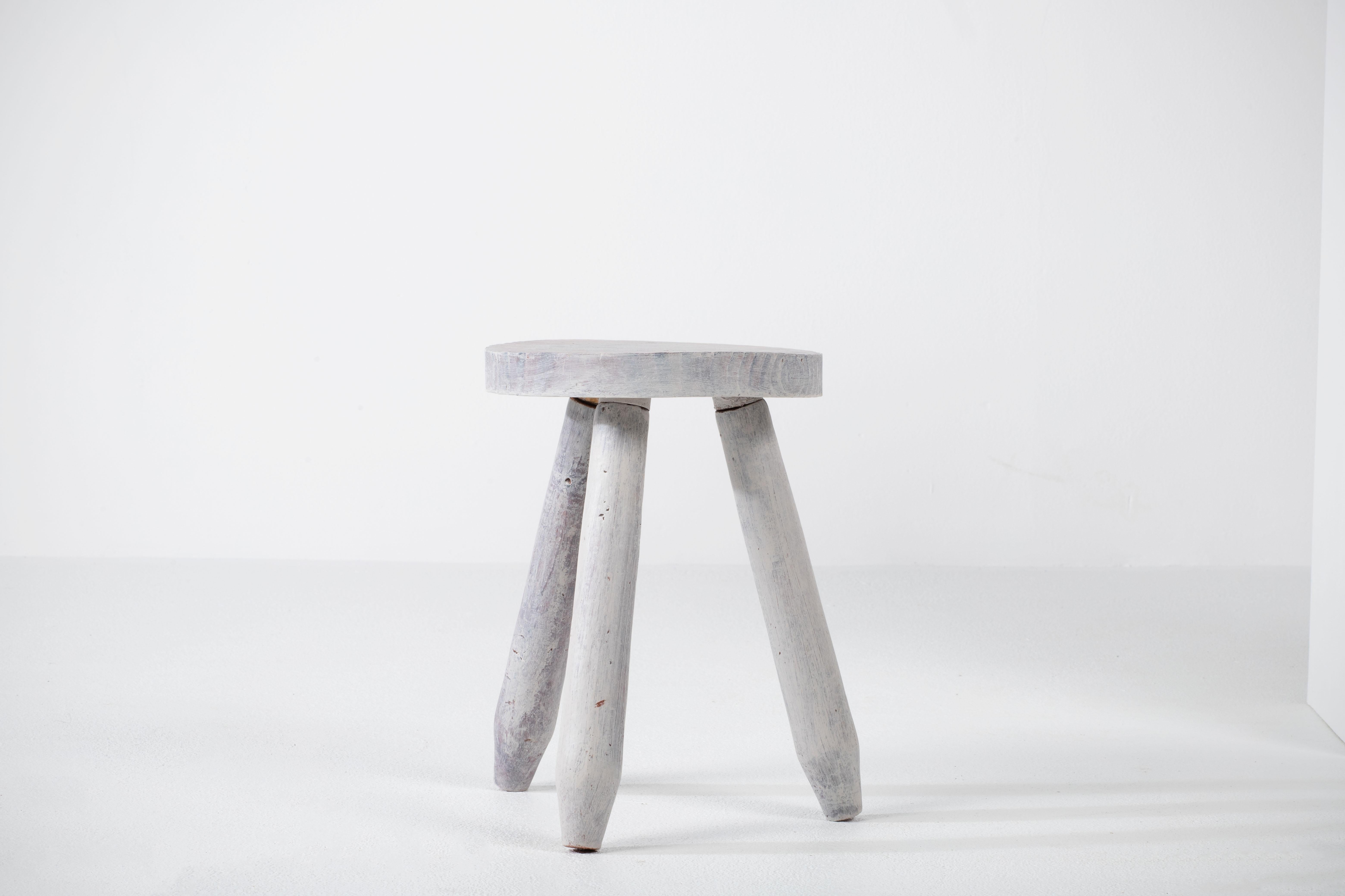 Mid-Century Modern French Primitive Tripod Stool For Sale