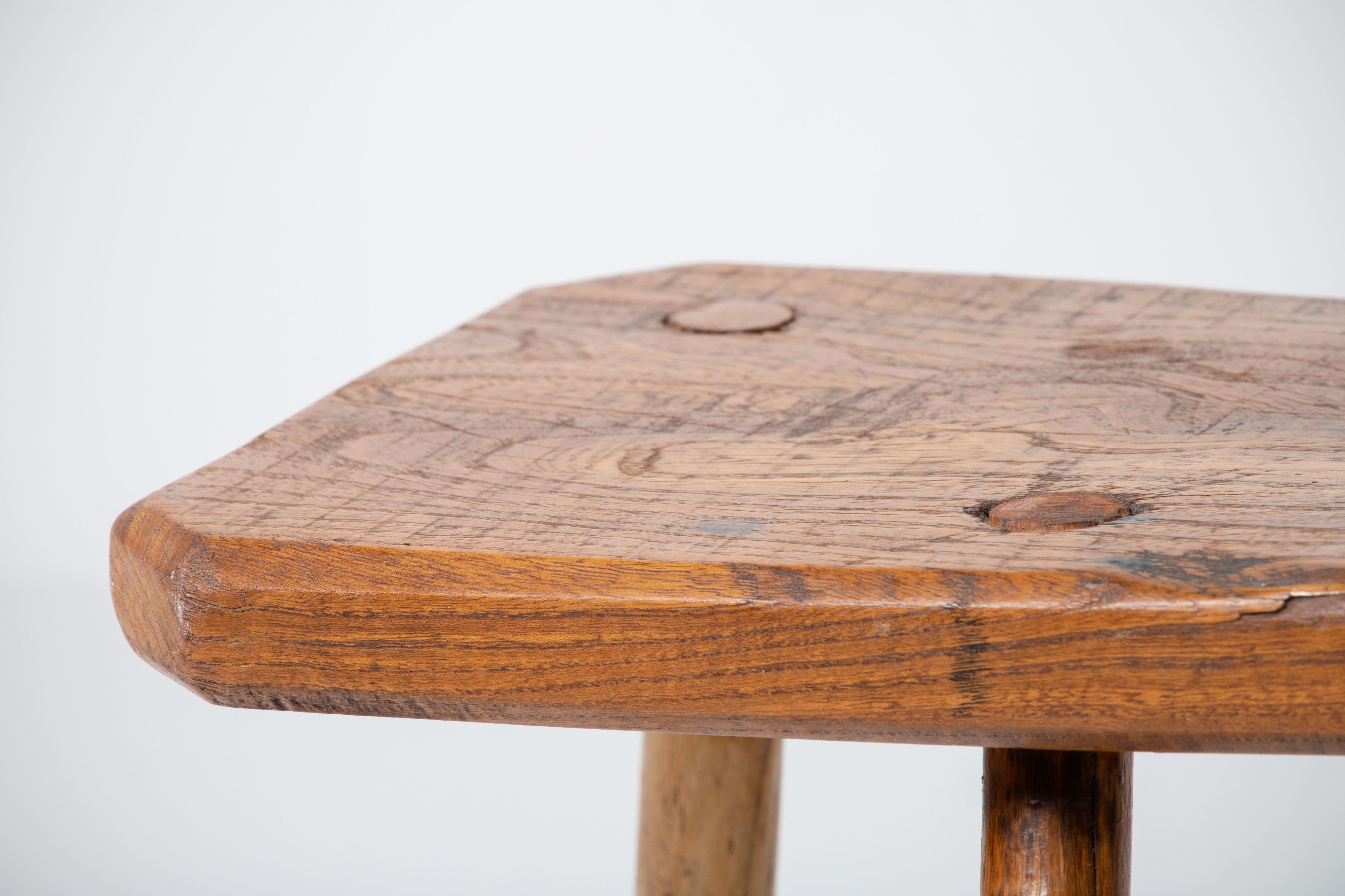 Hand-Carved French Primitive Tripod Stool For Sale