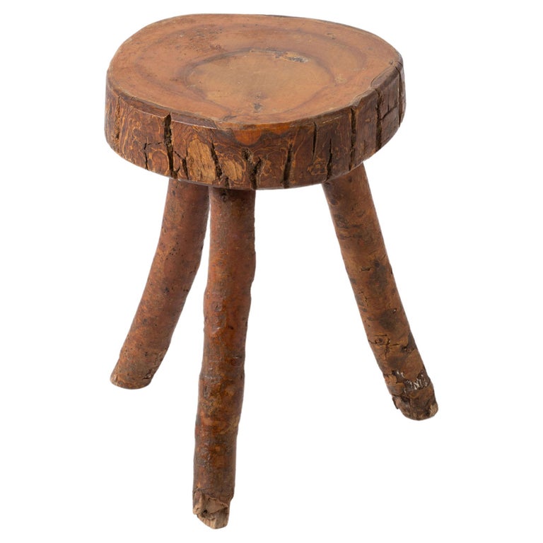 French Primitive Tripod Stool For Sale
