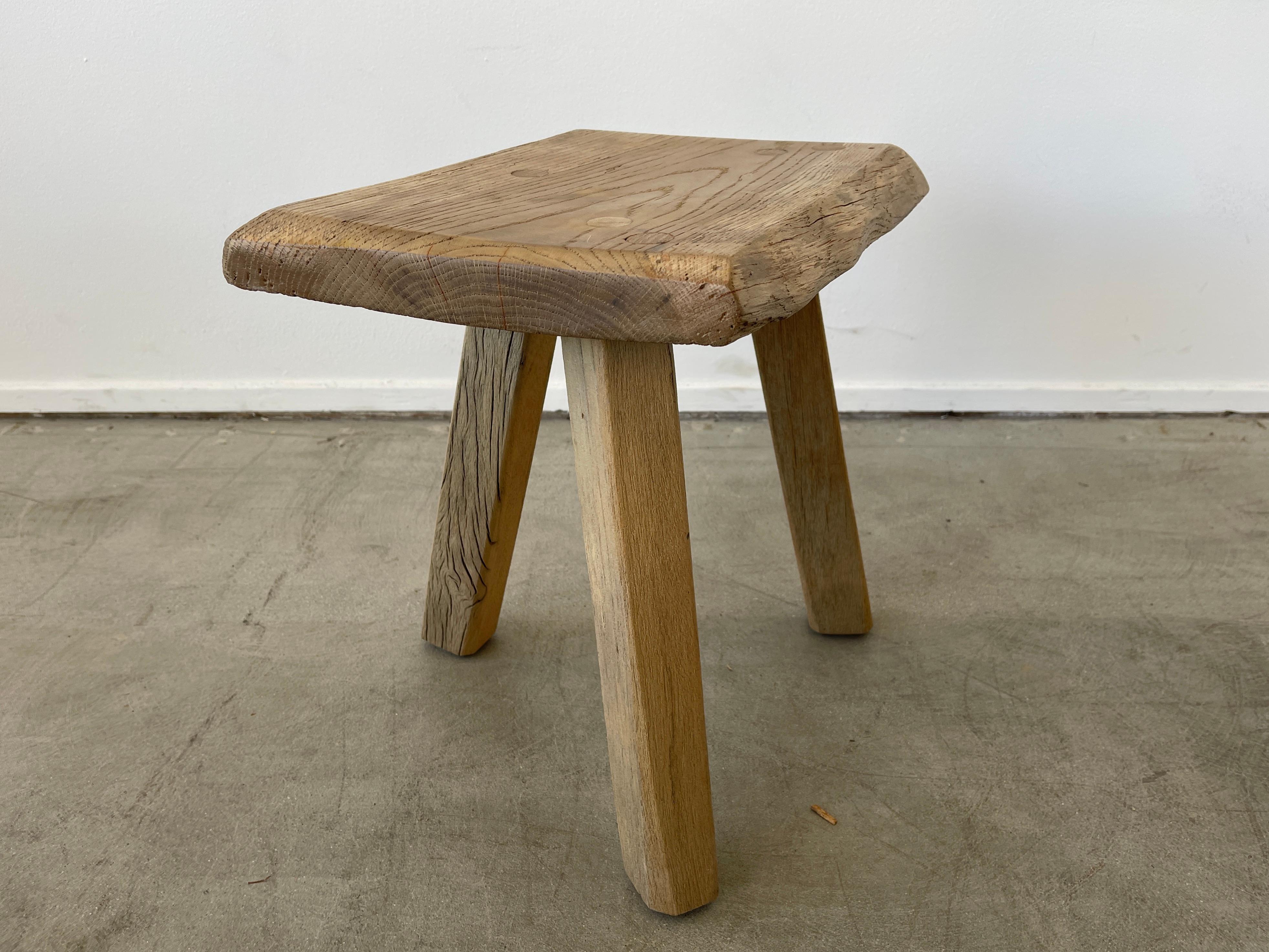Mid-20th Century French Primitive Wood Stools For Sale