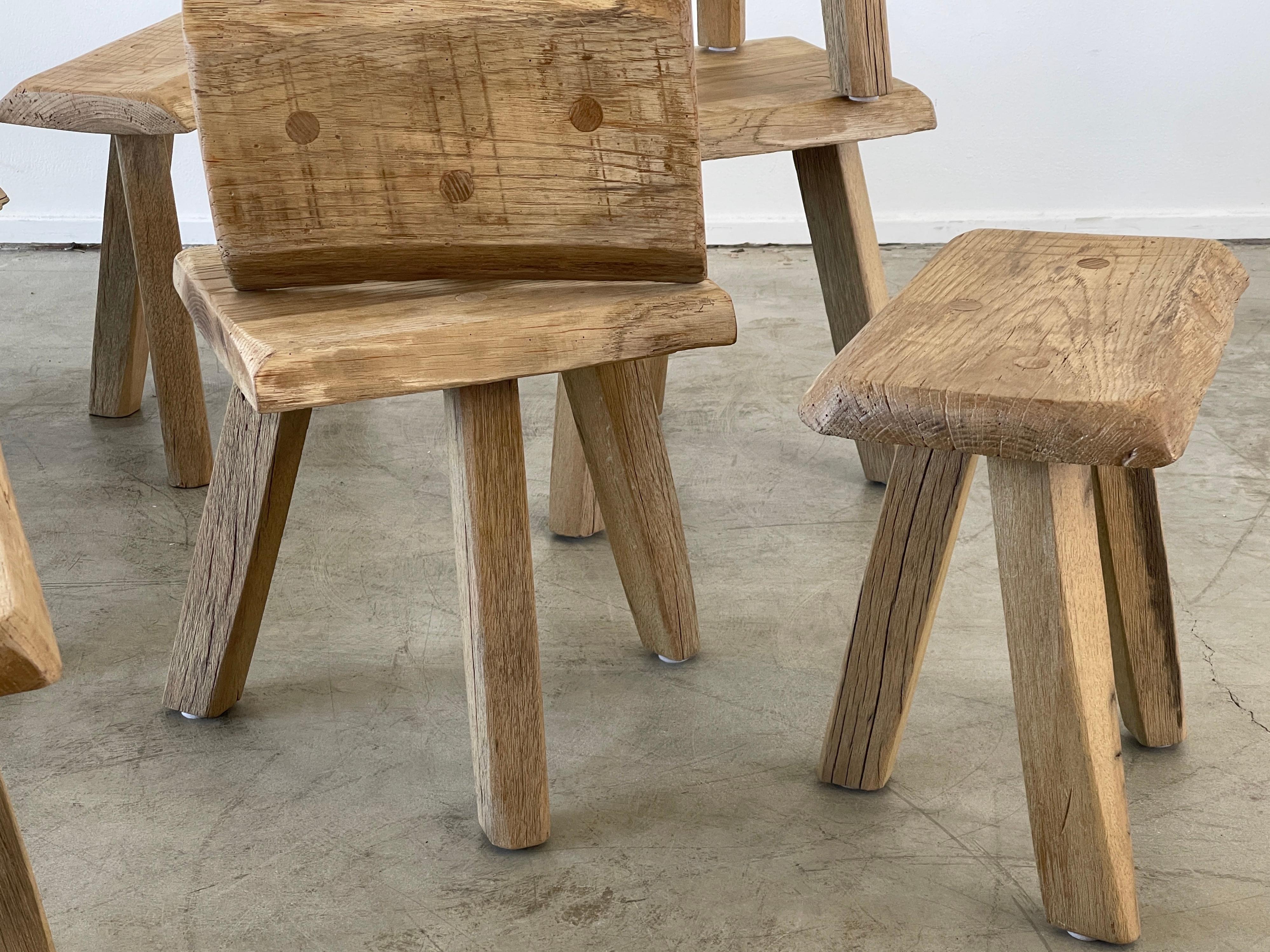 French Primitive Wood Stools For Sale 3