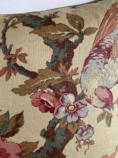Floral Printed Linen Pillow, Chinoiserie Style, England, New Design