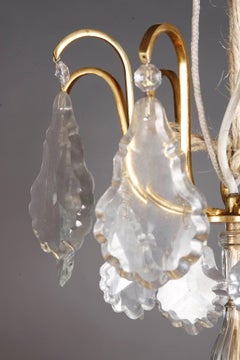 French Prisms Chandelier in  antique Louis XV Style brass gilt