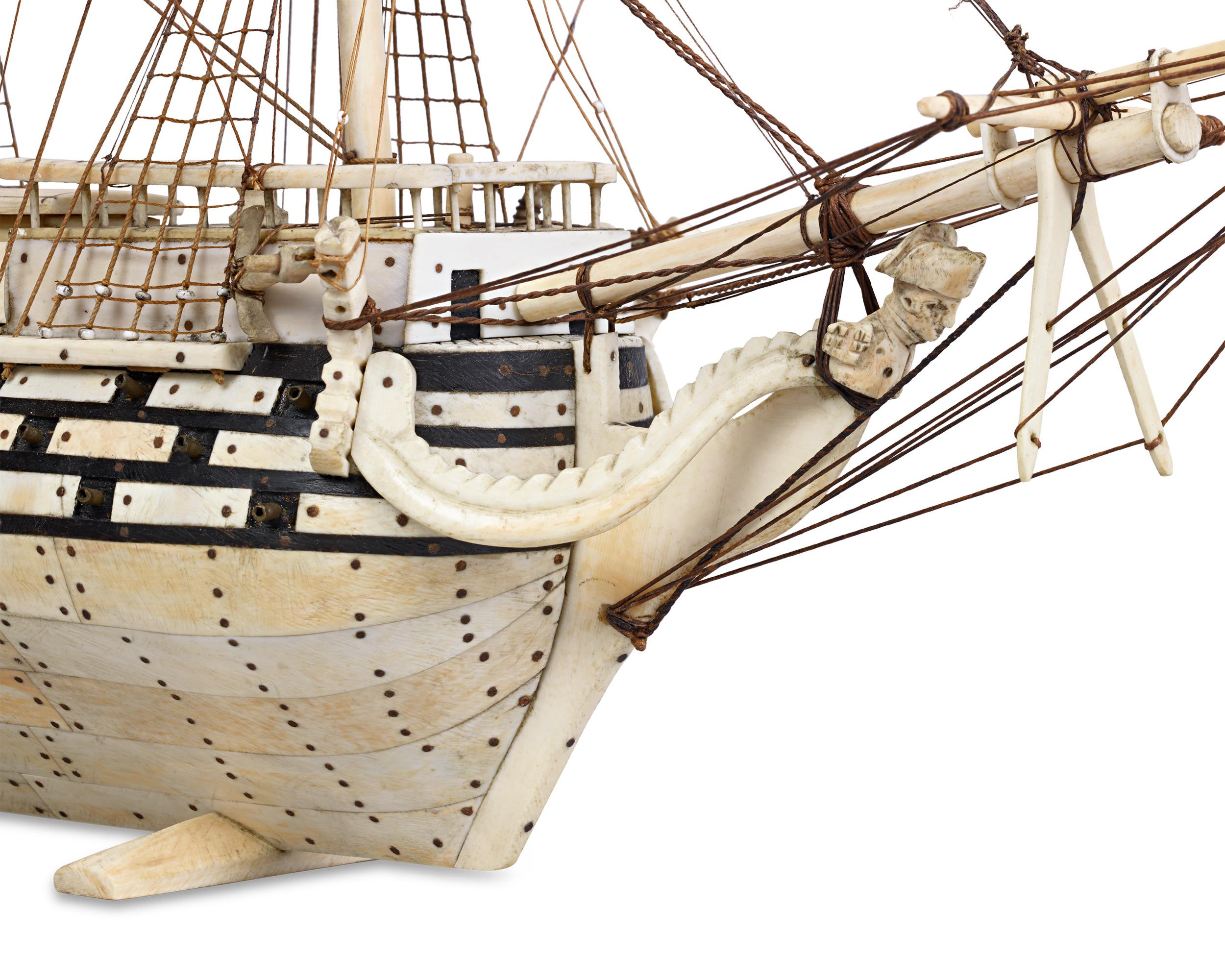 French Prisoner-of-war Bone Ship Model, HMS Victory In Excellent Condition In New Orleans, LA