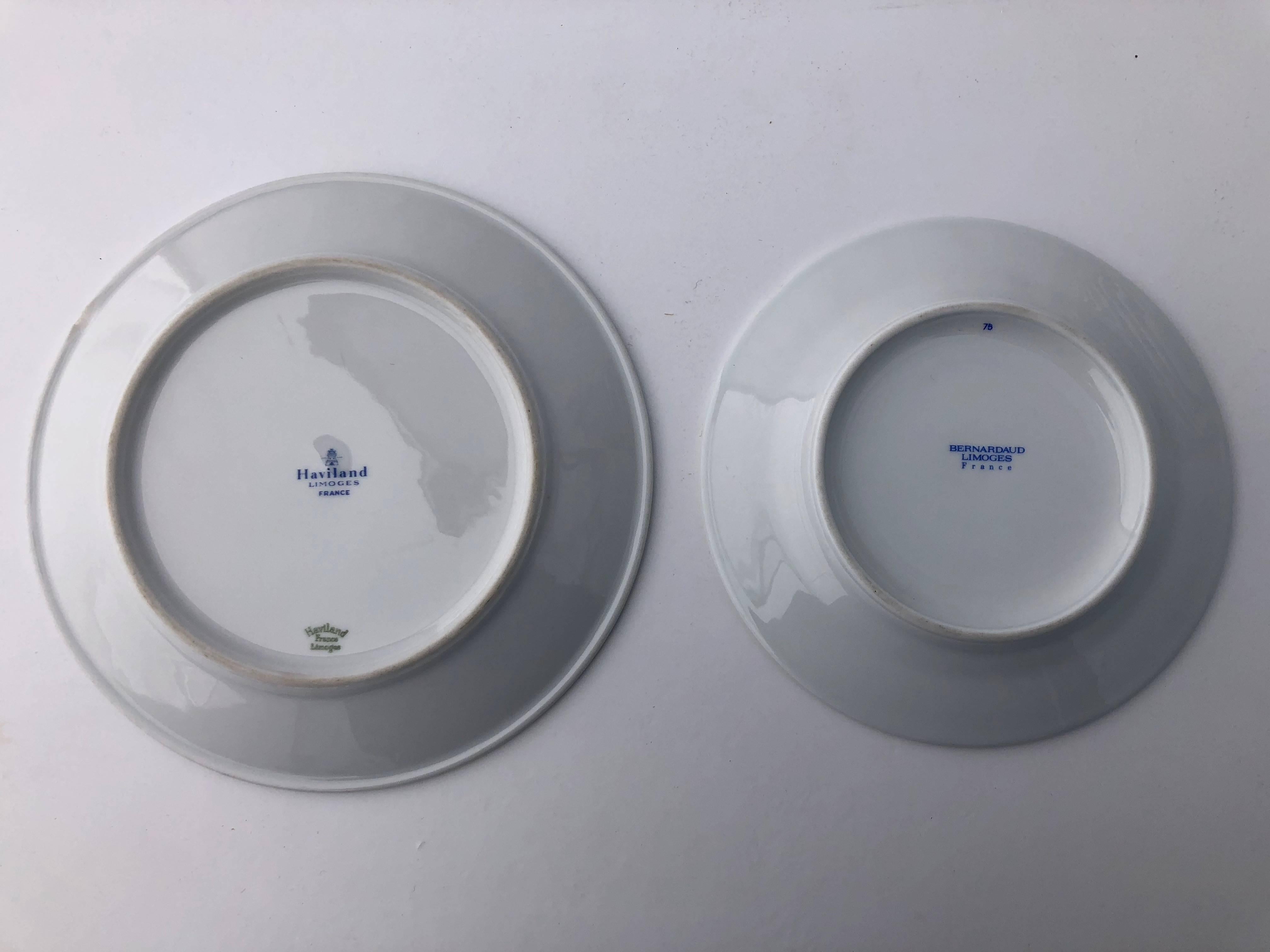 50 French Professional Grade Limoges Plates, One by Havilland, One by Bernardaud In Fair Condition For Sale In Petaluma, CA