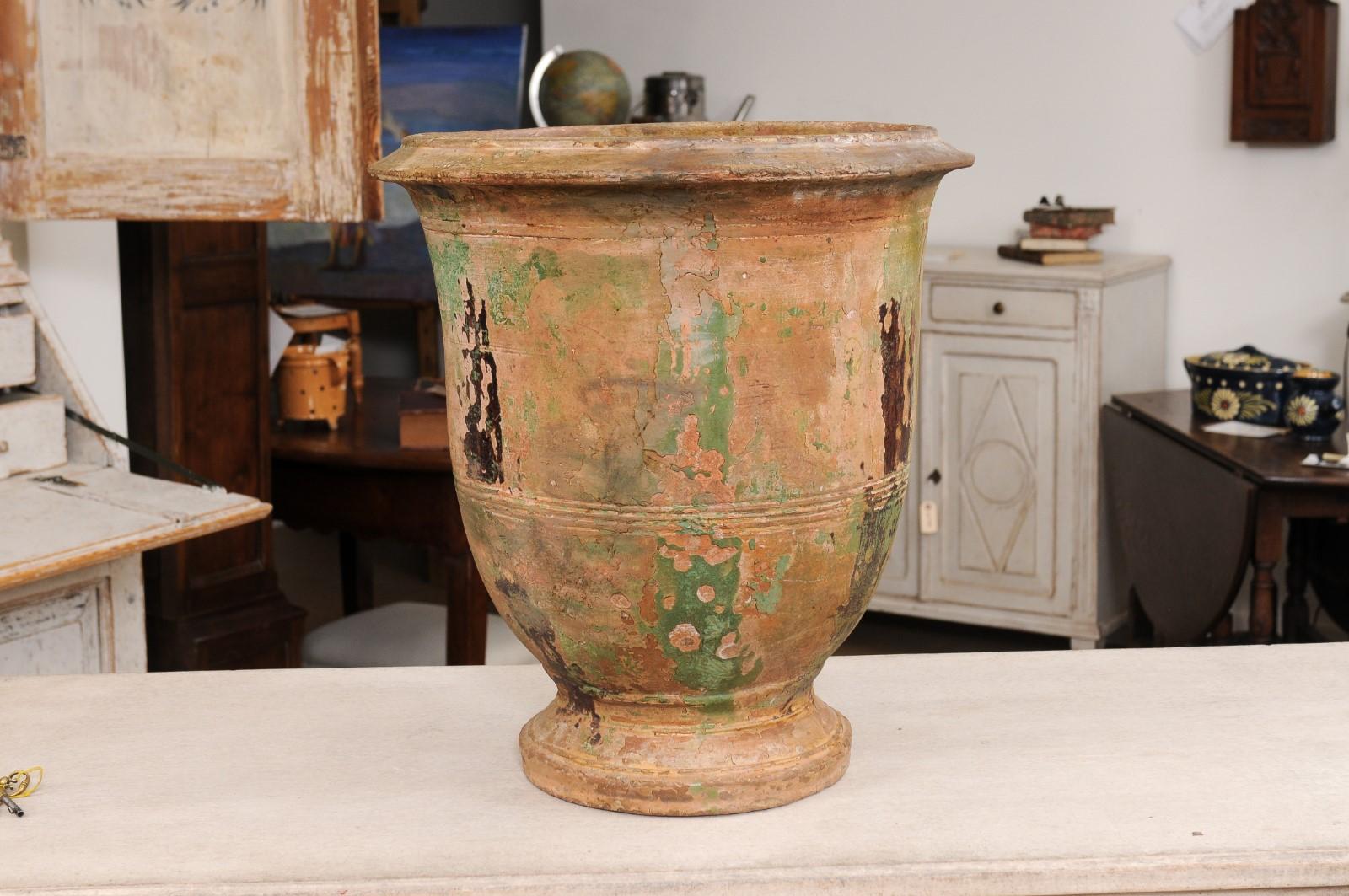 French Provençal Early 19th Century Anduze Vase with Hints of Green and Brown For Sale 7
