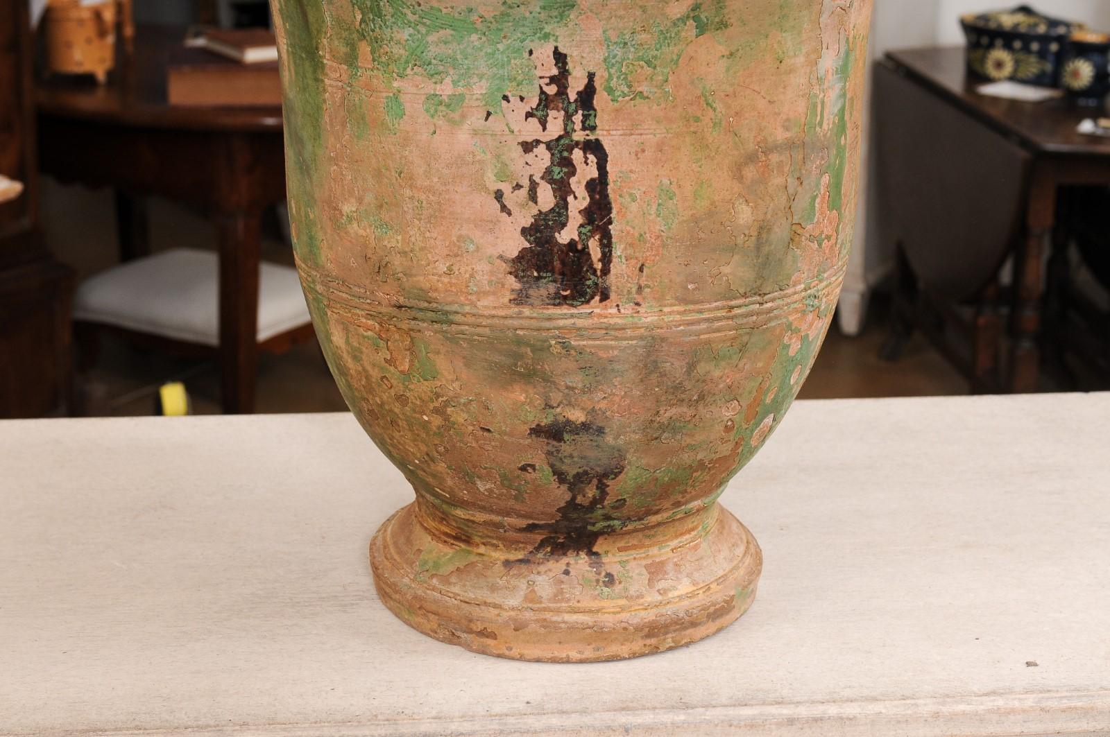 Pottery French Provençal Early 19th Century Anduze Vase with Hints of Green and Brown For Sale