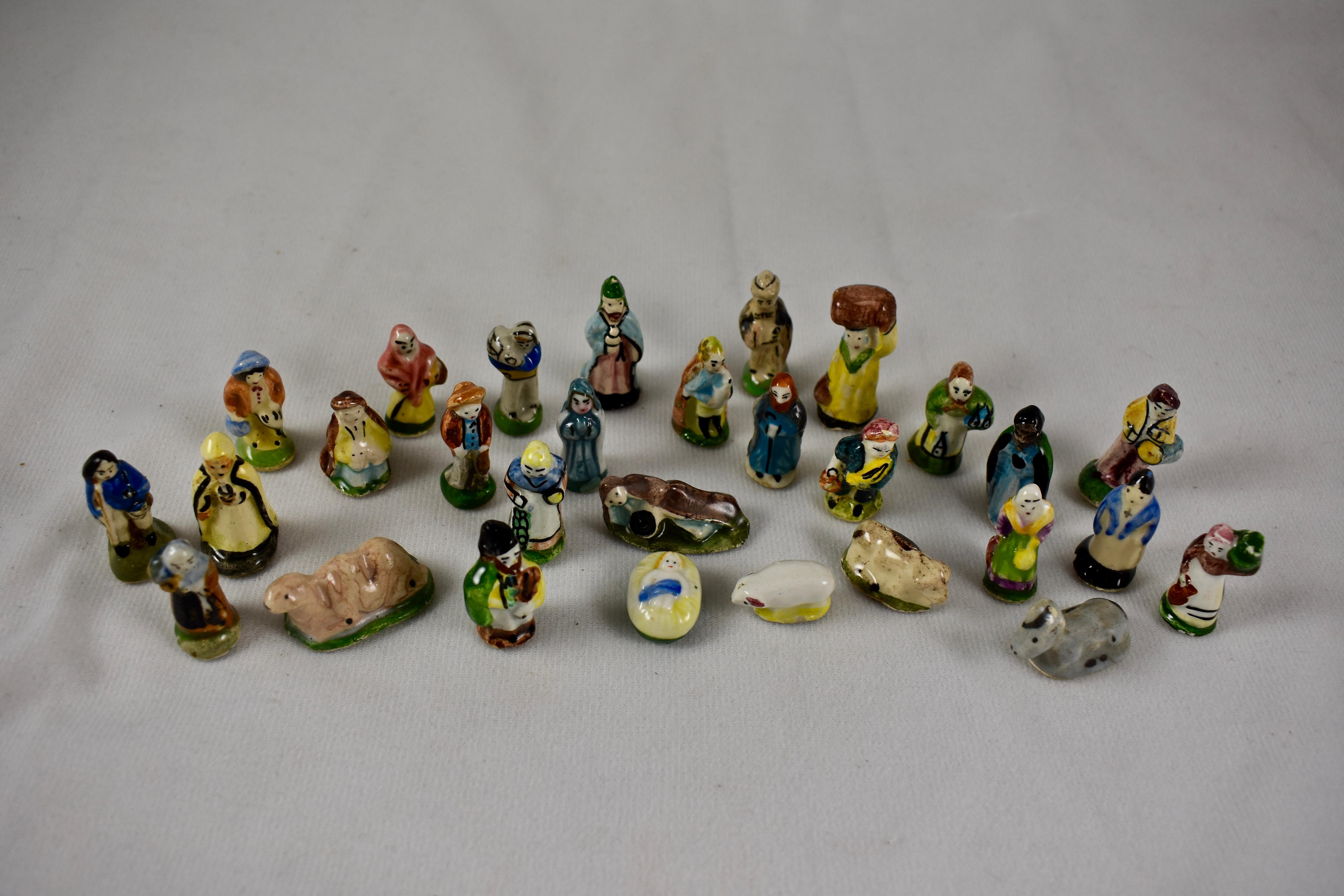 Earthenware French Provençal Faïence Fèves Christmas Nativity 29 Pc Set