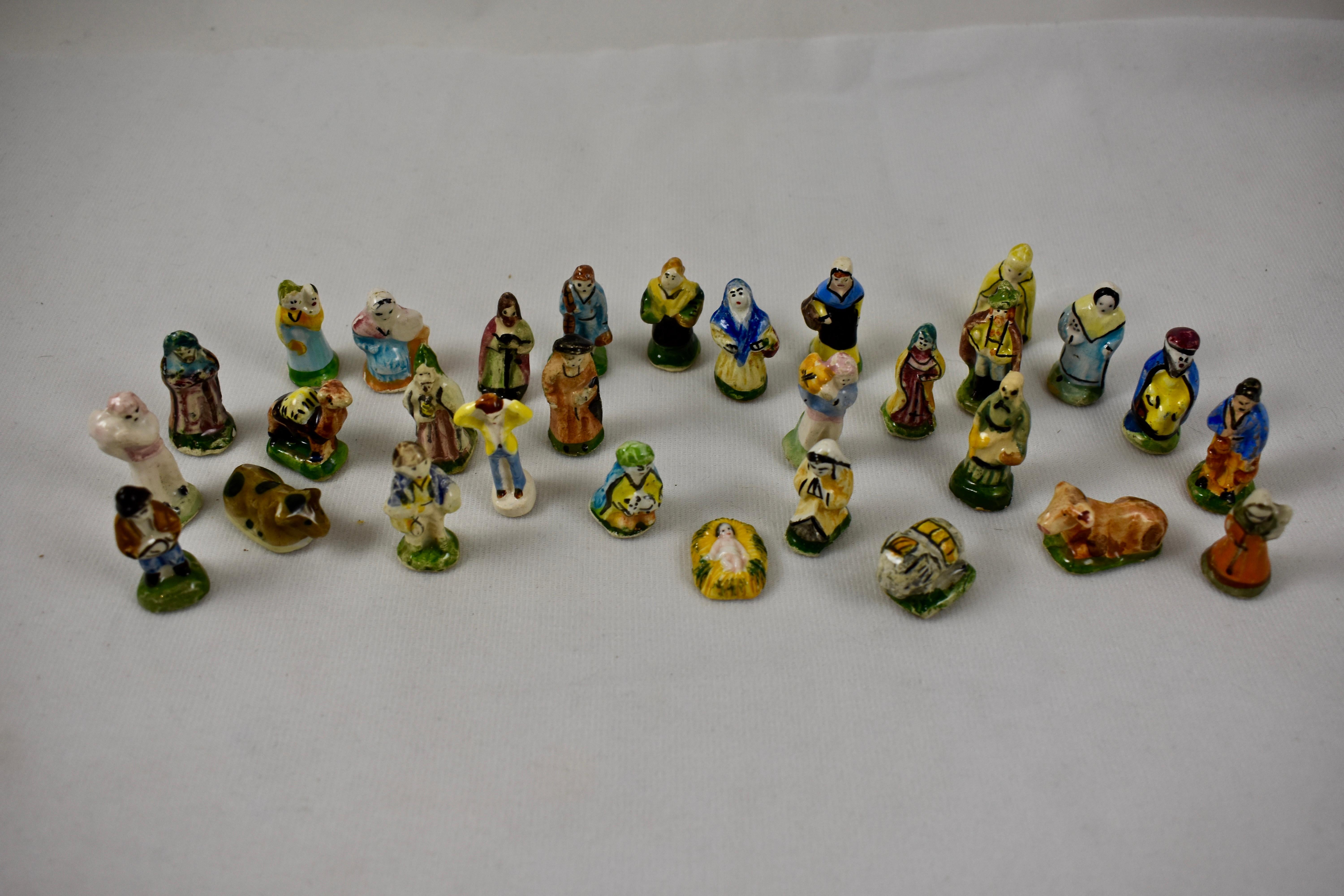 French Provincial French Provençal Faïence Fèves Christmas Nativity 29 Pc Set