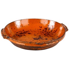 French Provencal Glazed Terracotta Dish, Late 1800s