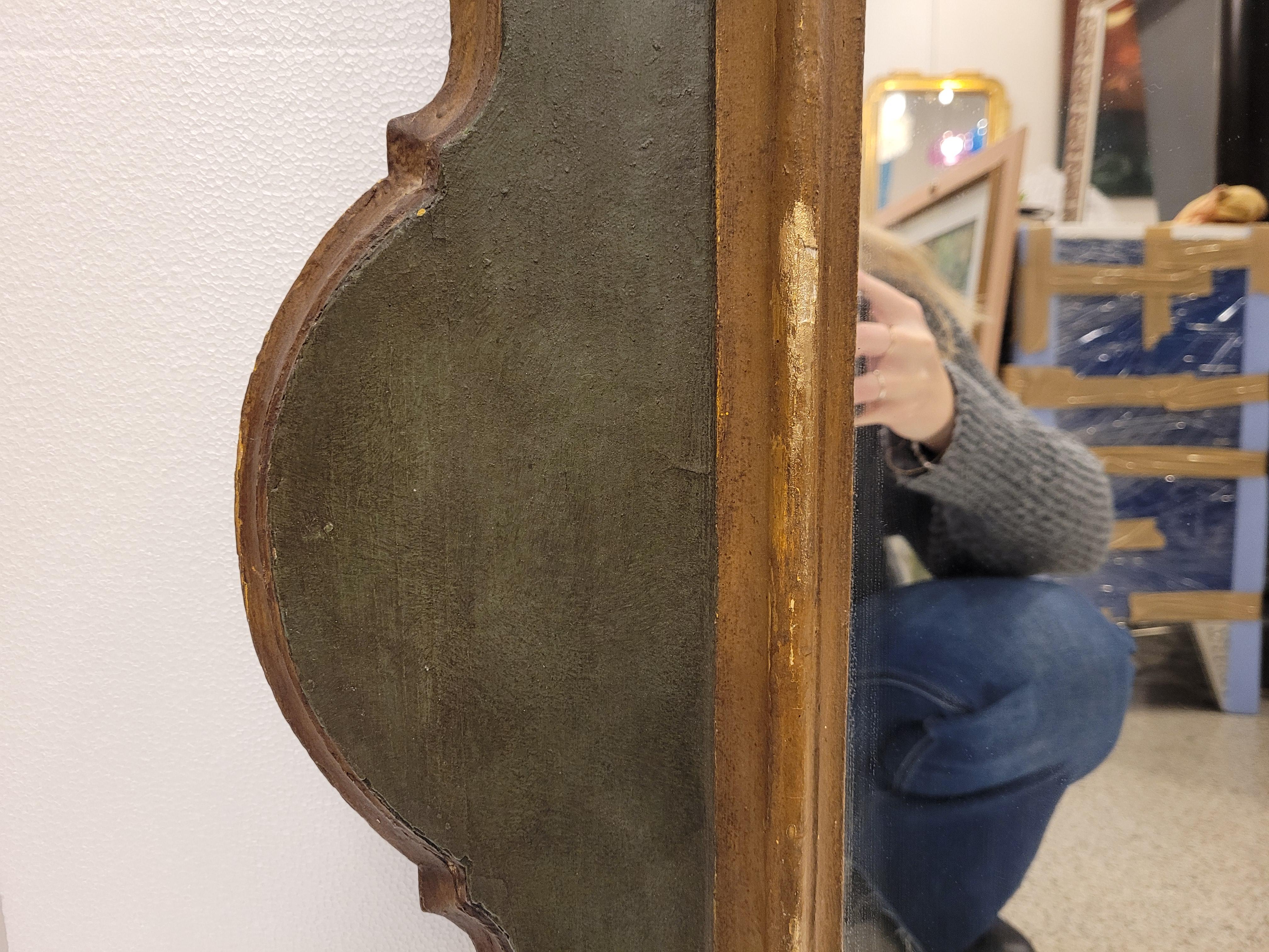 French Provencal green and gilt wood mirror For Sale 1