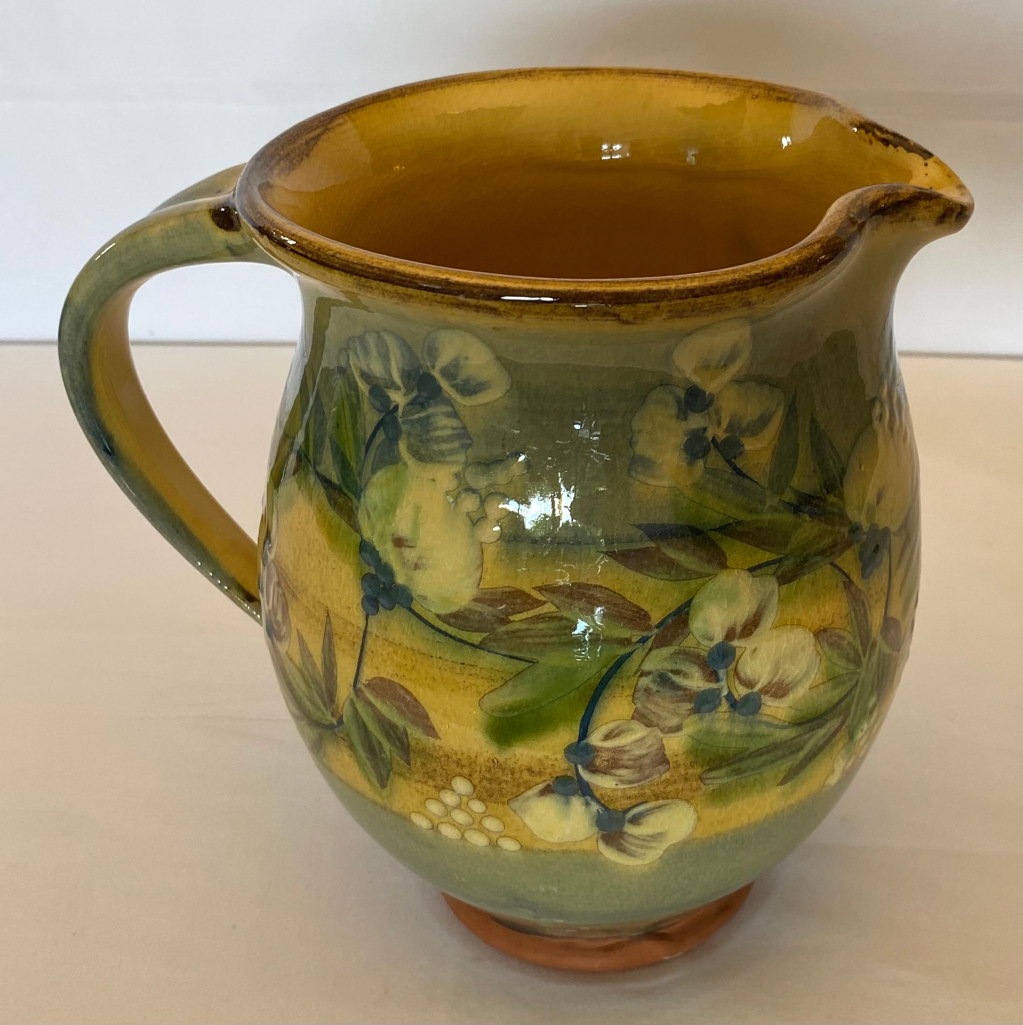 French Provencal Hand-Painted Ceramic Pitcher Vase  For Sale 2