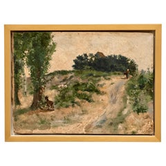French Provencal Landscape with Goats