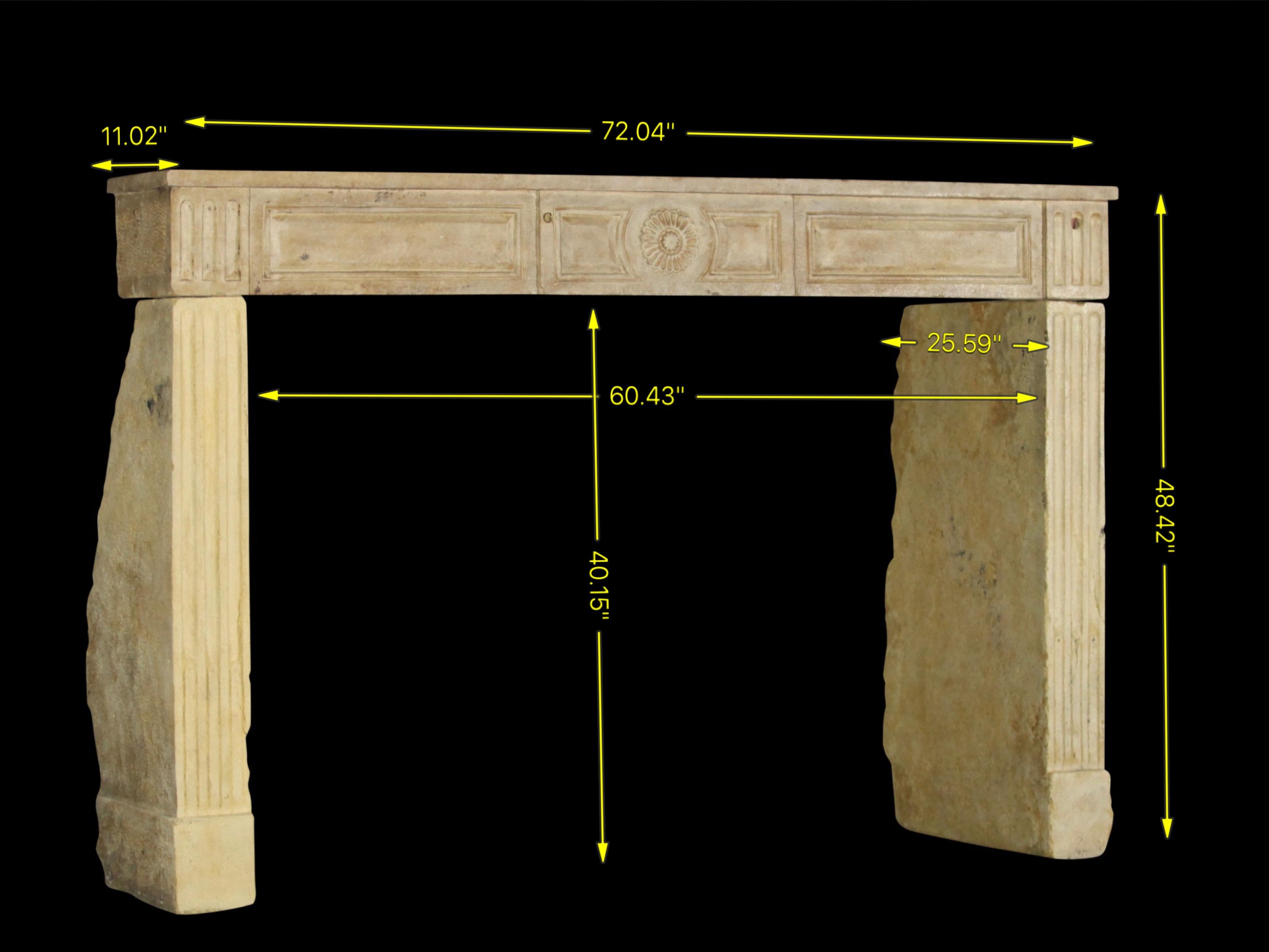 Louis XVI French Provencal Limestone Fireplace Surround With Exceptional Artempo Wear For Sale
