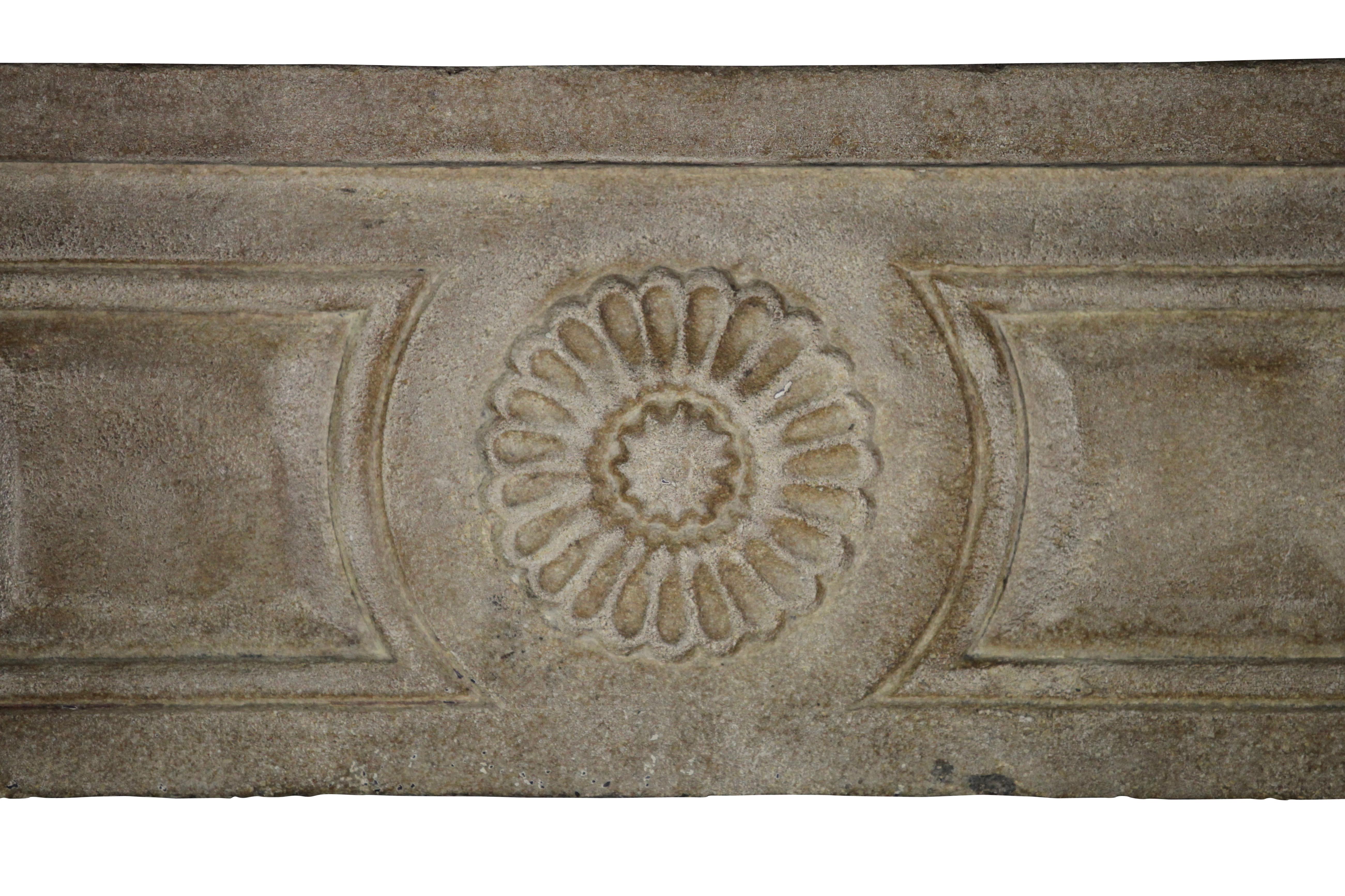 Hand-Carved French Provencal Limestone Fireplace Surround With Exceptional Artempo Wear For Sale