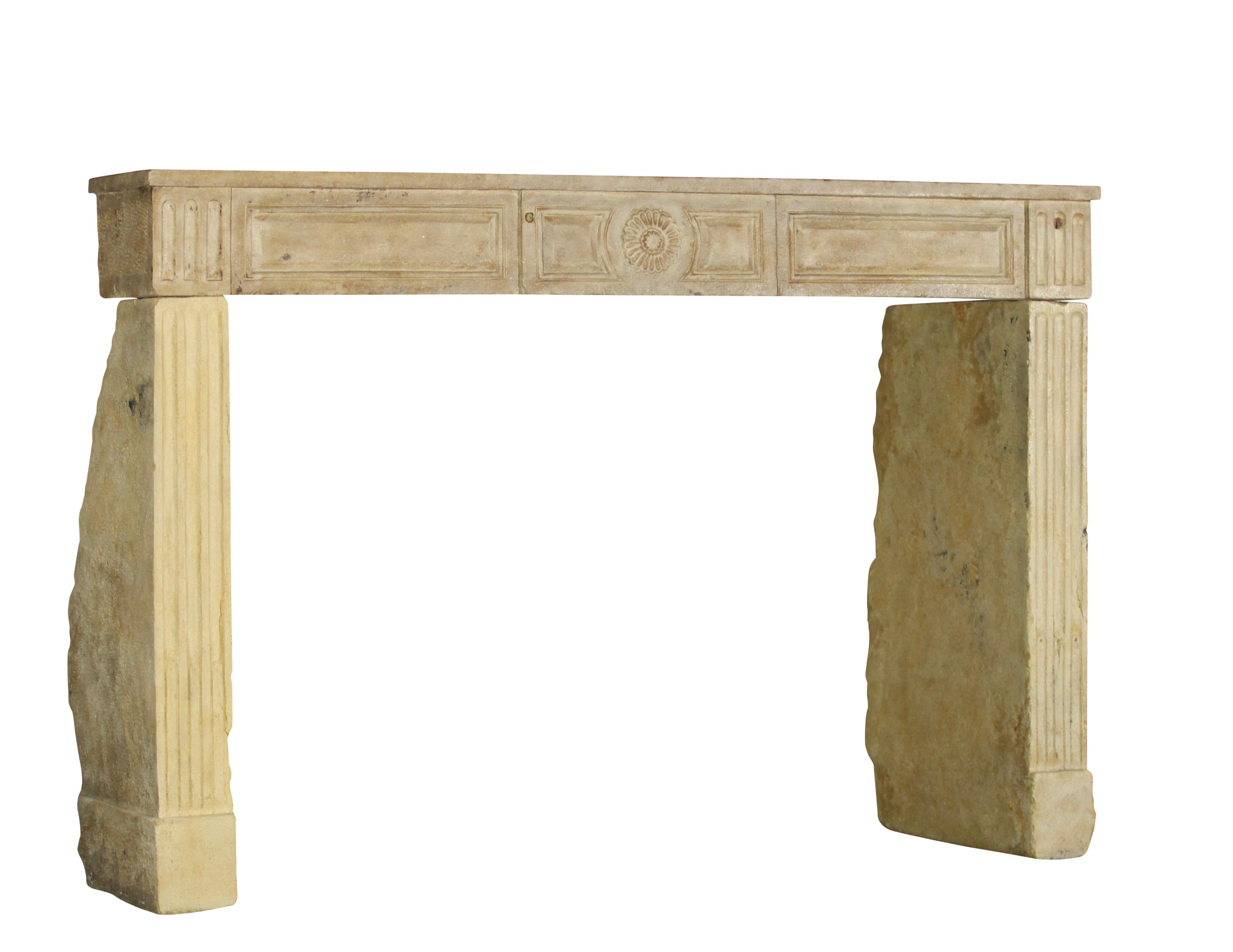 18th Century and Earlier French Provencal Limestone Fireplace Surround With Exceptional Artempo Wear For Sale