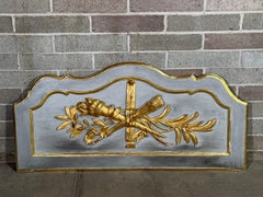French Provencal Over Door Panel Grey Lacquer & Water Gilding