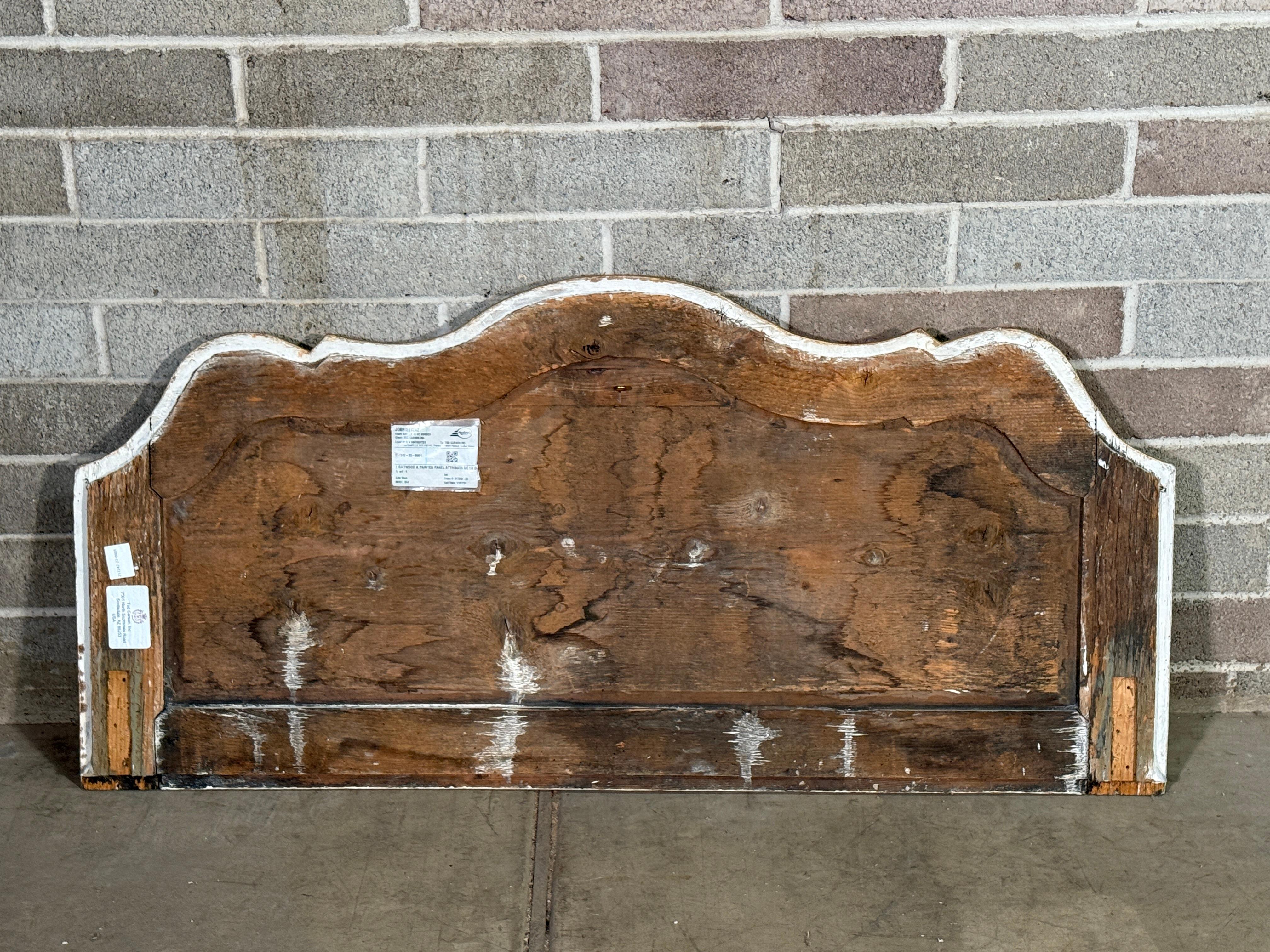 French Provincial French Provencal Over Door Panel Grey Lacquer & Water Gilding For Sale