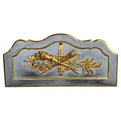 French Provencal Over Door Panel Grey Lacquer & Water Gilding