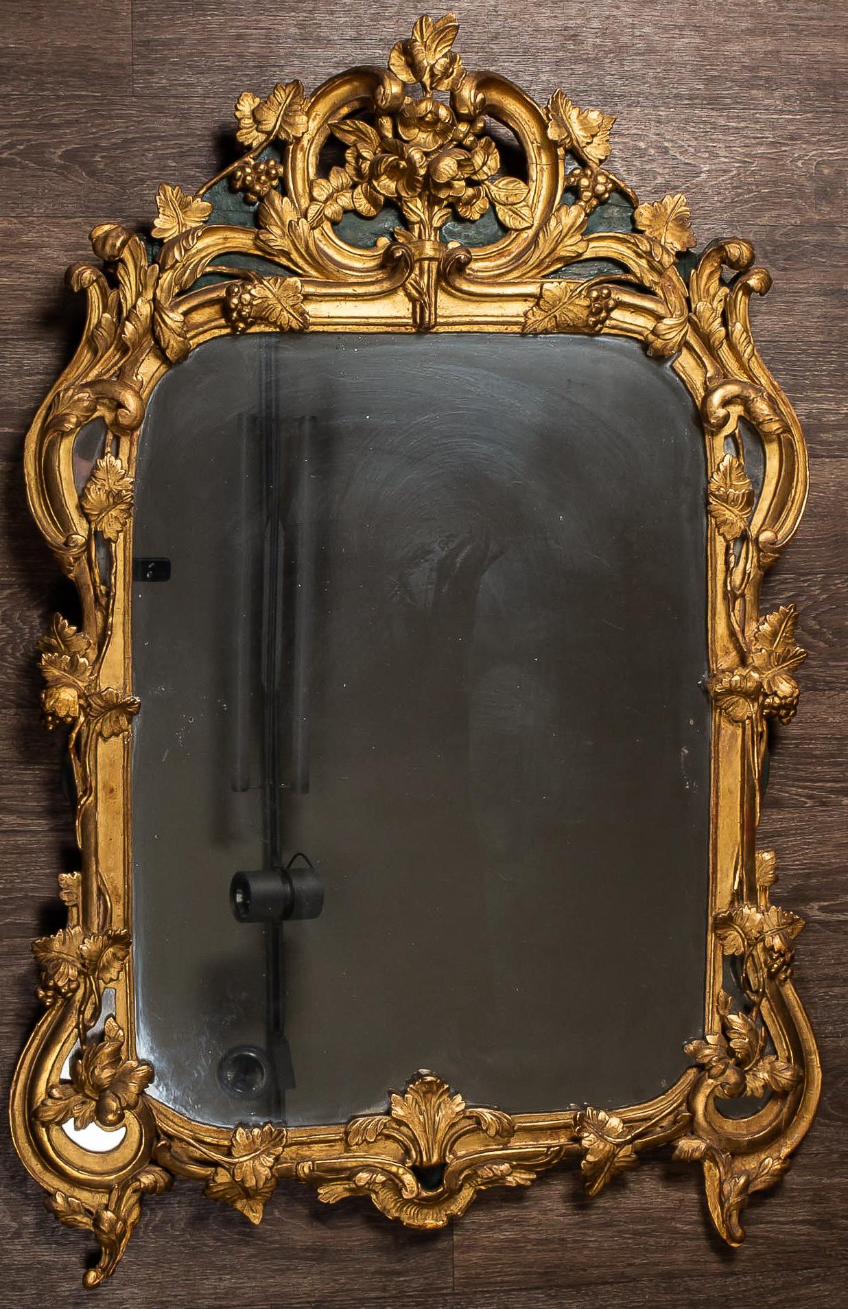 French Provencal Period Louis XV, Large Gilt and Lacquered Wood Mirror 6